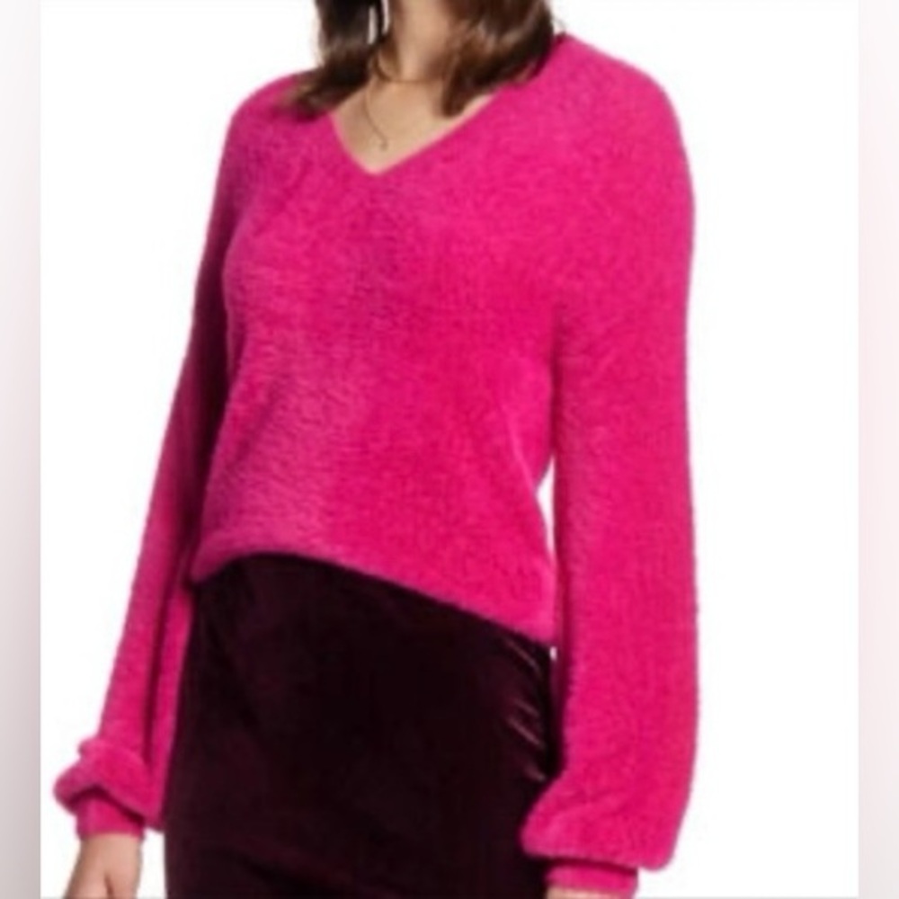 Halogen Fuchsia V-Neck Sweater Pink 3X‎